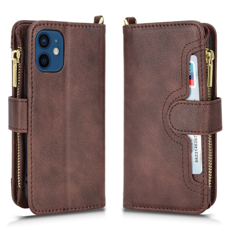 For iPhone 12 mini Litchi Texture Zipper Leather Phone Case