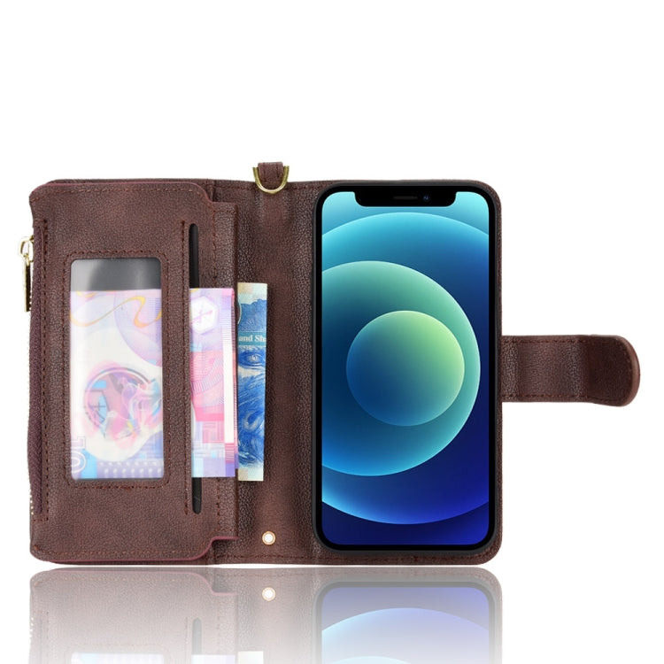 For iPhone 12 mini Litchi Texture Zipper Leather Phone Case