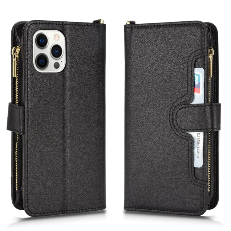 For iPhone 12 / 12 Pro Litchi Texture Zipper Leather Phone Case