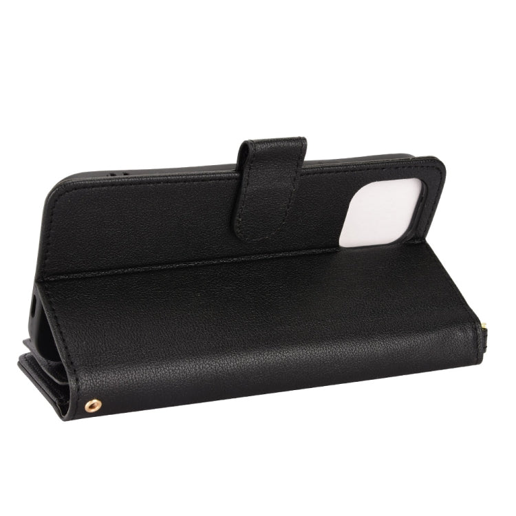 For iPhone 12 / 12 Pro Litchi Texture Zipper Leather Phone Case