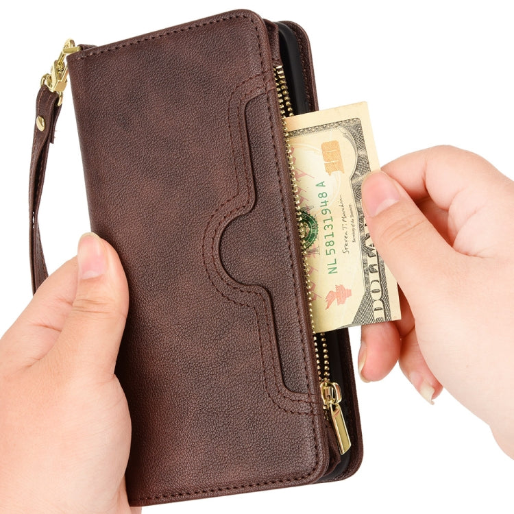 For iPhone 12 / 12 Pro Litchi Texture Zipper Leather Phone Case