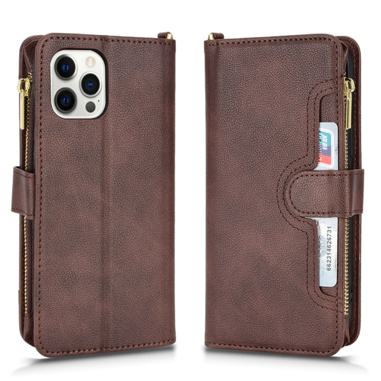 For iPhone 12 Pro Max Litchi Texture Zipper Leather Phone Case