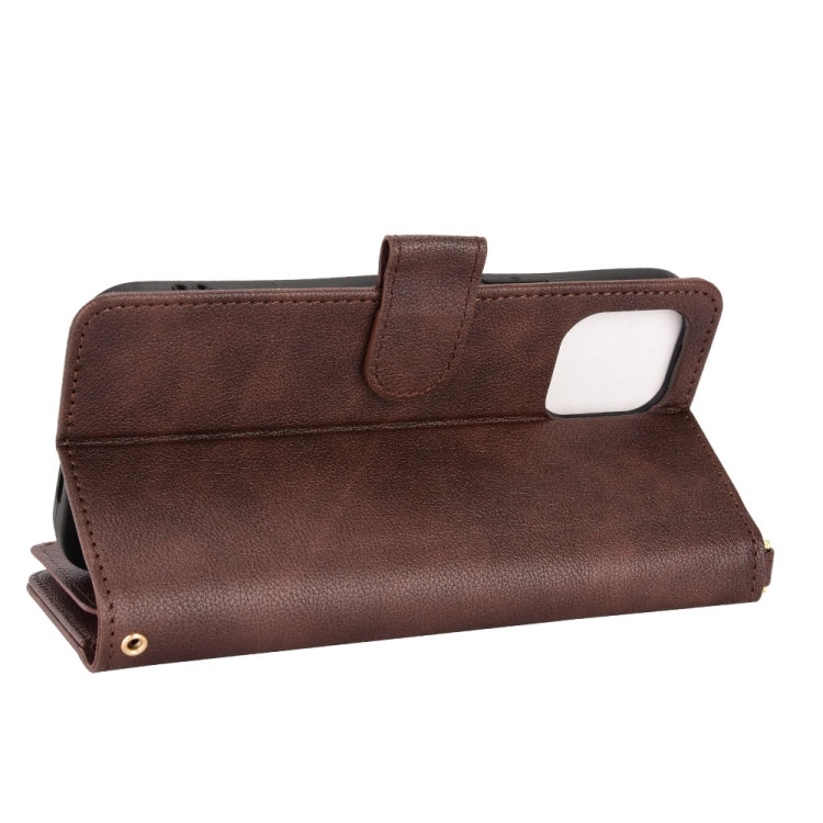 For iPhone 12 Pro Max Litchi Texture Zipper Leather Phone Case