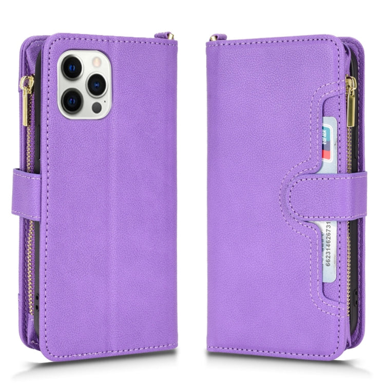 For iPhone 12 Pro Max Litchi Texture Zipper Leather Phone Case