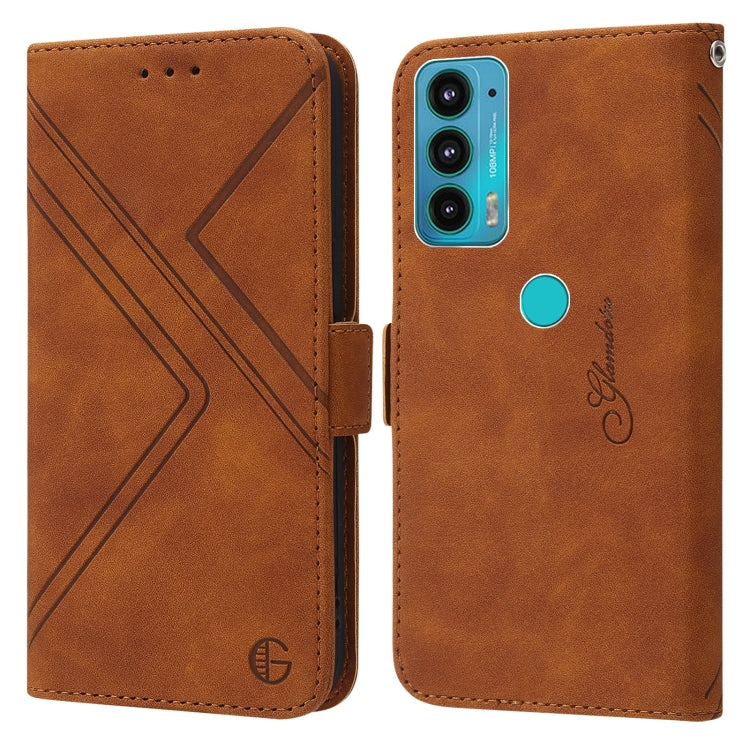 For Motorola Moto E20 / E30 / E40 RFID Geometric Line Flip Leather Phone Case