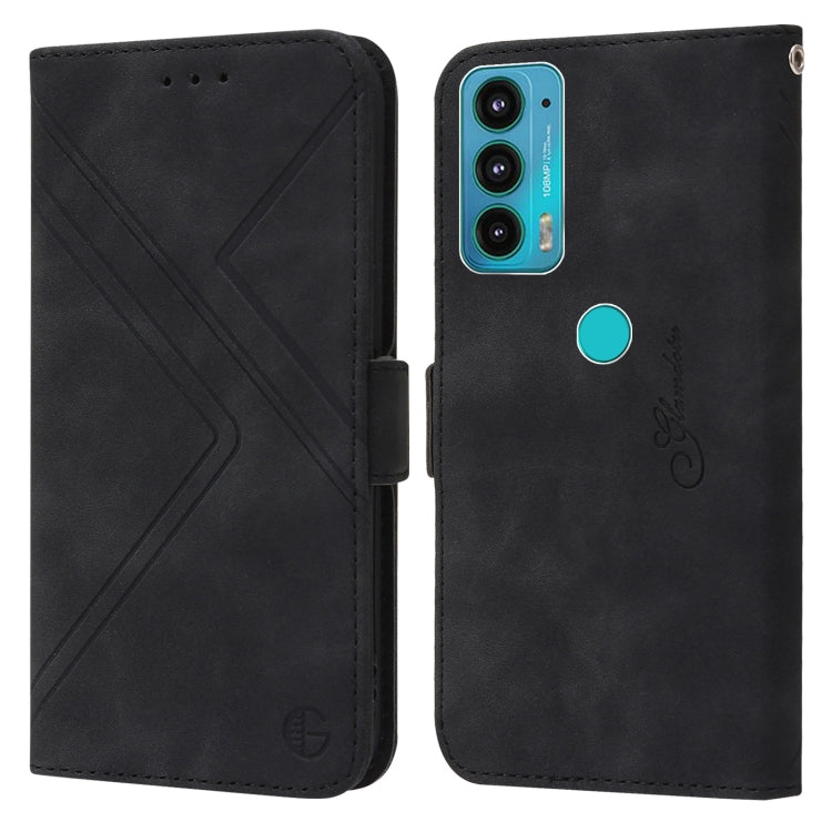 For Motorola Moto E20 / E30 / E40 RFID Geometric Line Flip Leather Phone Case