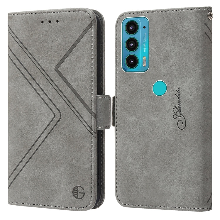 For Motorola Moto E20 / E30 / E40 RFID Geometric Line Flip Leather Phone Case
