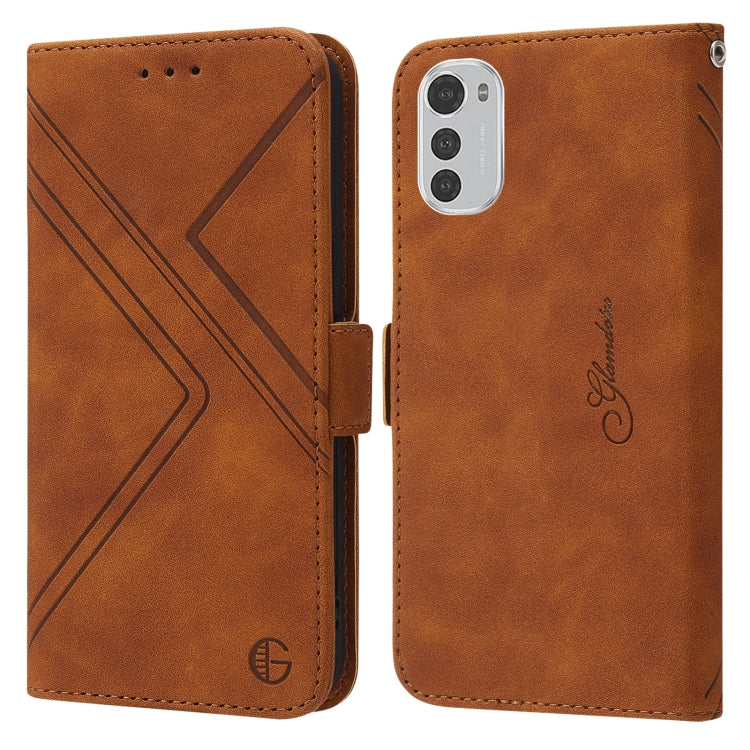 For Motorola Moto E32 RFID Geometric Line Flip Leather Phone Case