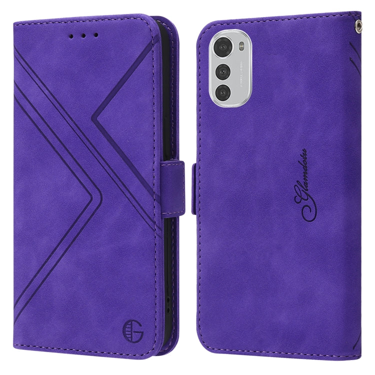 For Motorola Moto E32 RFID Geometric Line Flip Leather Phone Case