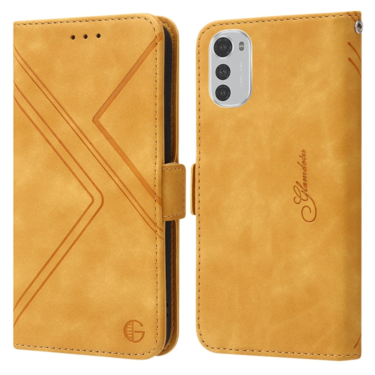 For Motorola Moto E32 RFID Geometric Line Flip Leather Phone Case