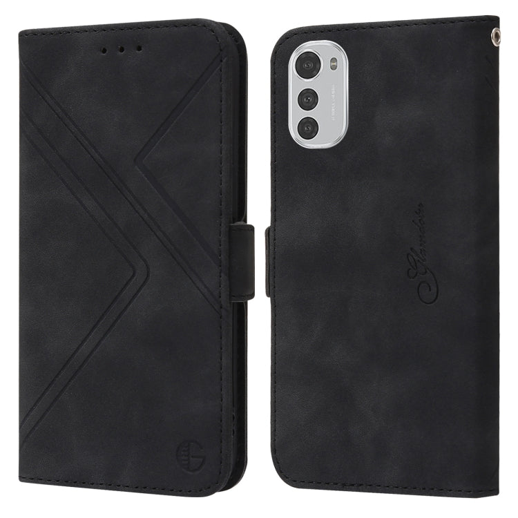For Motorola Moto E32 RFID Geometric Line Flip Leather Phone Case