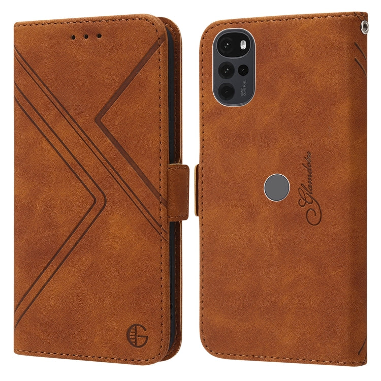 For Motorola Moto G22 RFID Geometric Line Flip Leather Phone Case