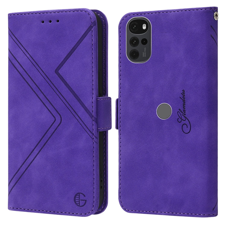For Motorola Moto G22 RFID Geometric Line Flip Leather Phone Case