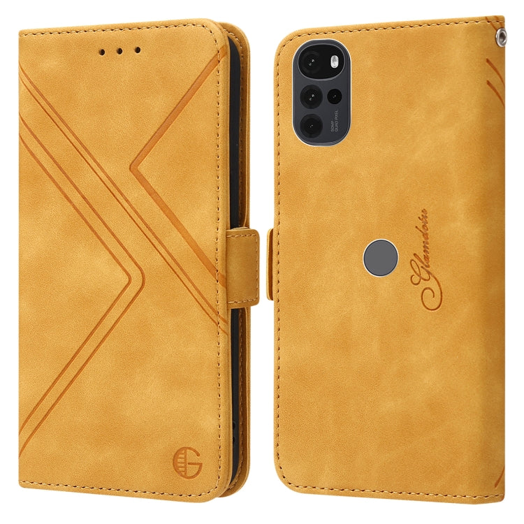 For Motorola Moto G22 RFID Geometric Line Flip Leather Phone Case