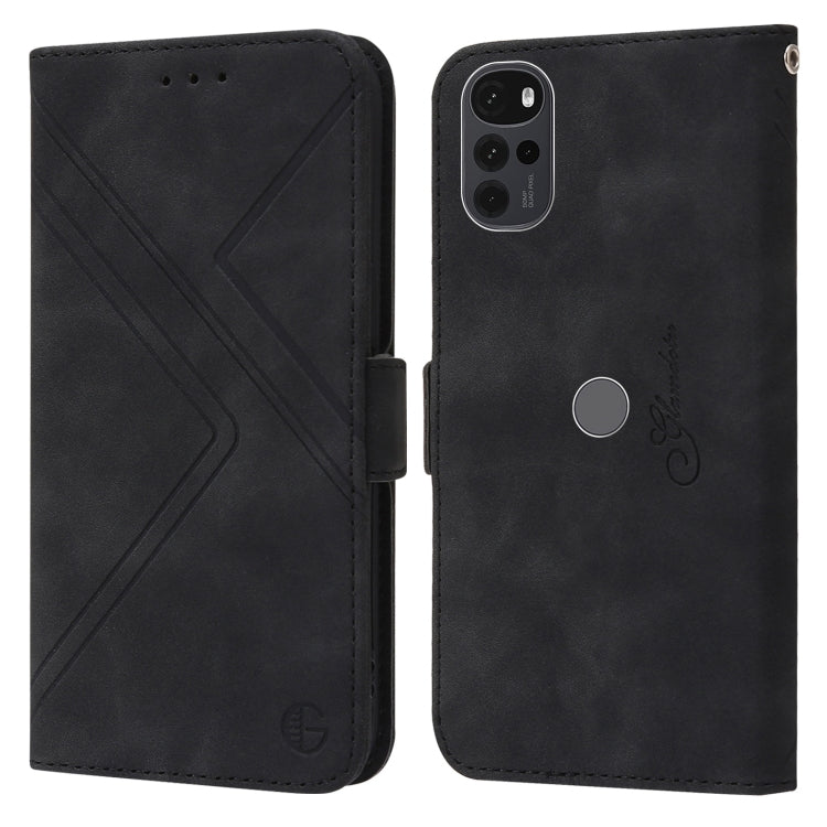 For Motorola Moto G22 RFID Geometric Line Flip Leather Phone Case