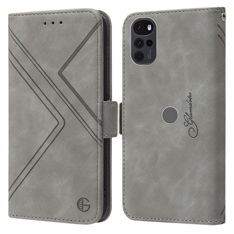 For Motorola Moto G22 RFID Geometric Line Flip Leather Phone Case