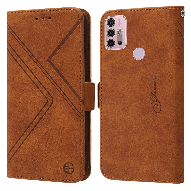 For Motorola Moto G30 / G10 / G20 RFID Geometric Line Flip Leather Phone Case