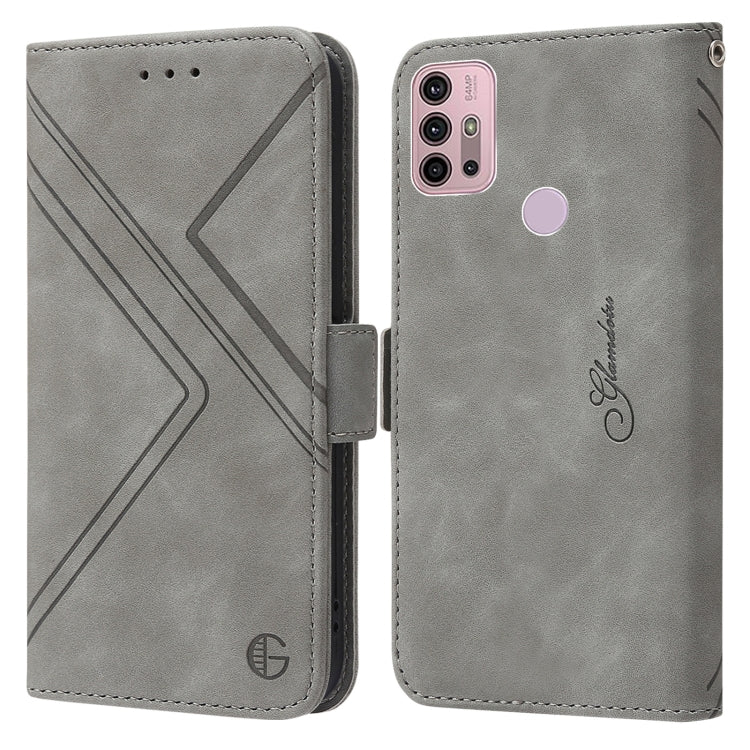 For Motorola Moto G30 / G10 / G20 RFID Geometric Line Flip Leather Phone Case