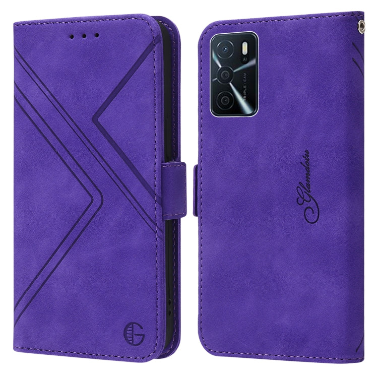 For OPPO A16 RFID Geometric Line Flip Leather Phone Case