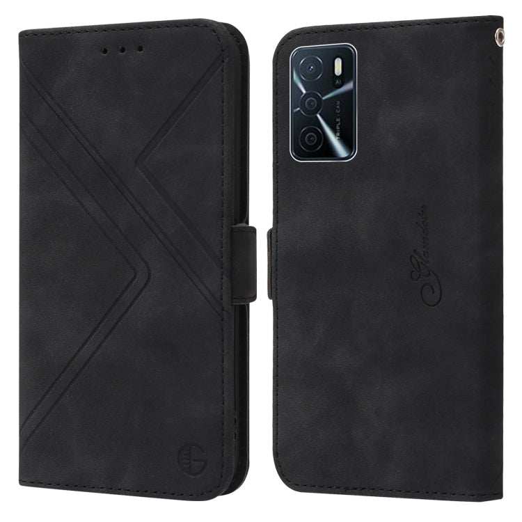 For OPPO A16 RFID Geometric Line Flip Leather Phone Case