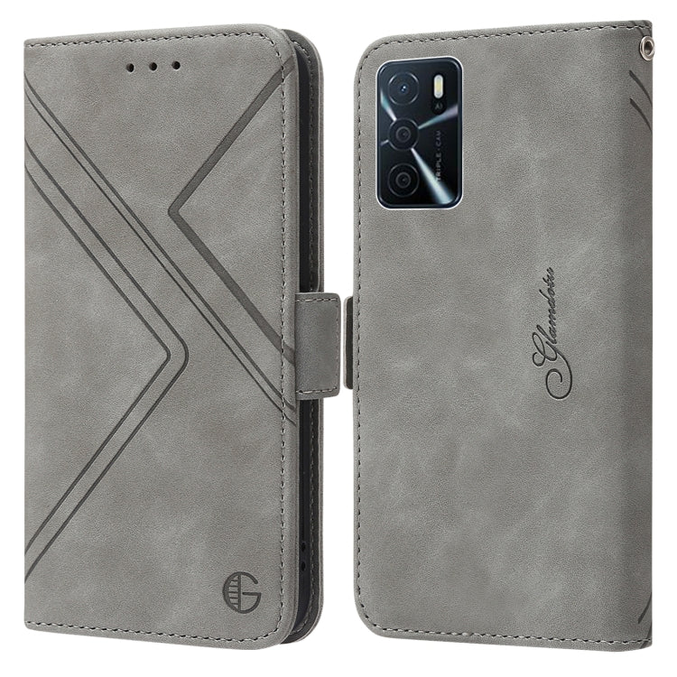 For OPPO A16 RFID Geometric Line Flip Leather Phone Case