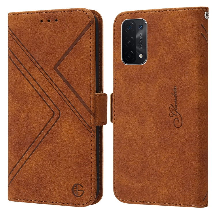 For OPPO A54 5G / A74 5G RFID Geometric Line Flip Leather Phone Case