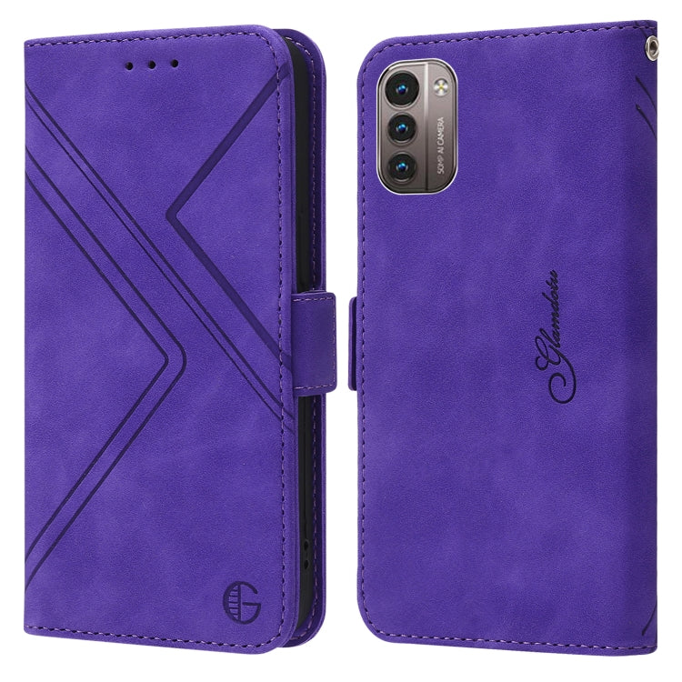 For Nokia G11 / G21 RFID Geometric Line Flip Leather Phone Case