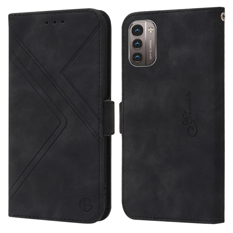 For Nokia G11 / G21 RFID Geometric Line Flip Leather Phone Case
