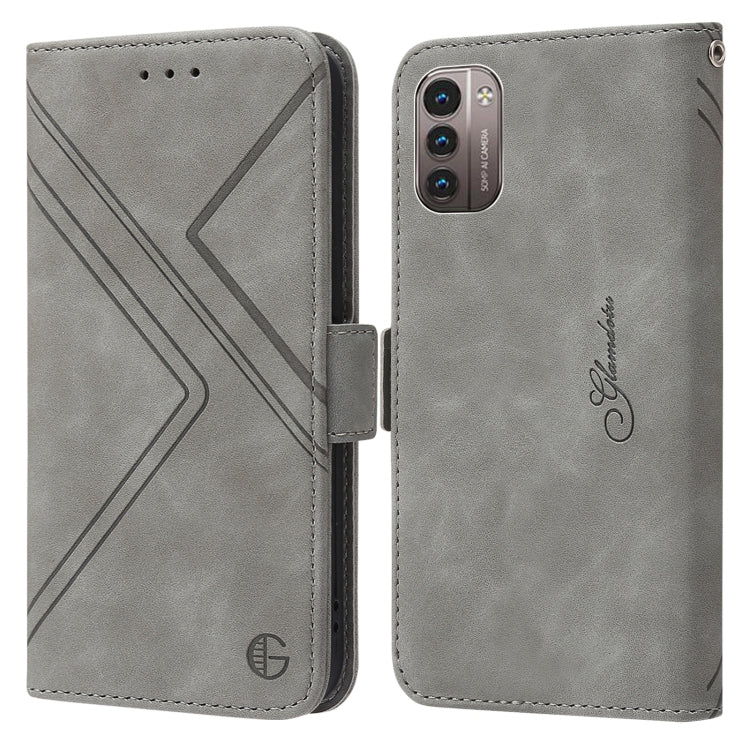 For Nokia G11 / G21 RFID Geometric Line Flip Leather Phone Case