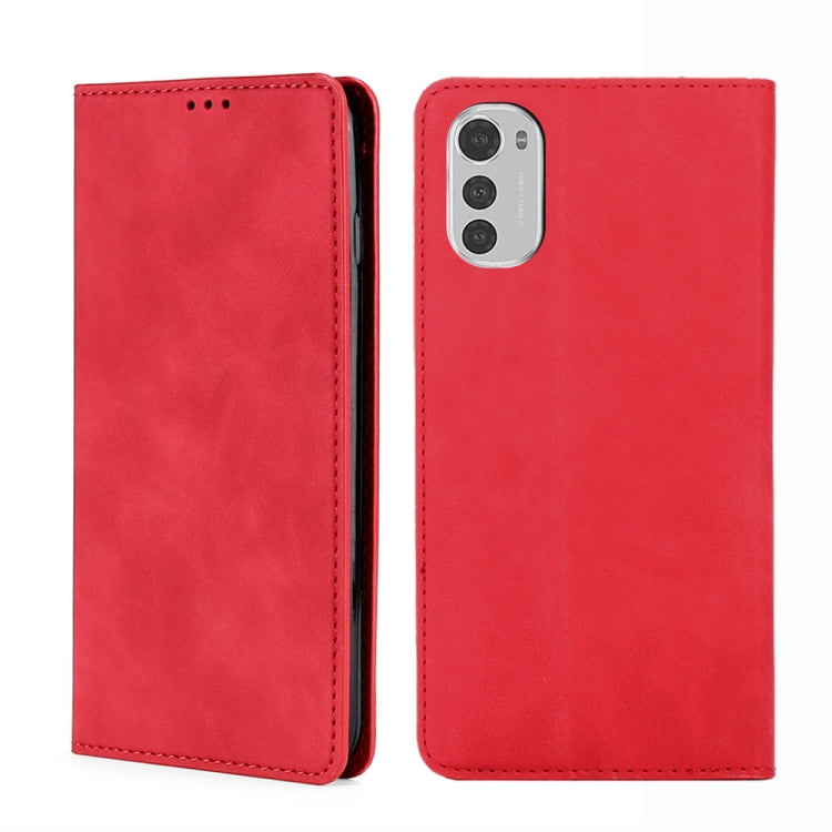 For Motorola Moto E32 4G Skin Feel Magnetic Horizontal Flip Leather Phone Case