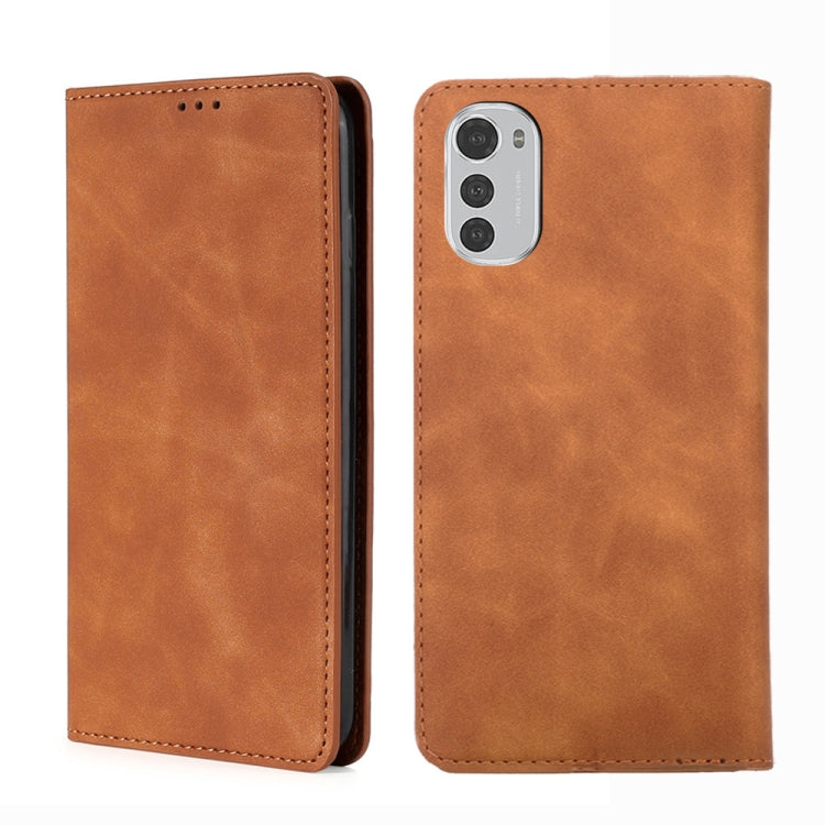 For Motorola Moto E32 4G Skin Feel Magnetic Horizontal Flip Leather Phone Case