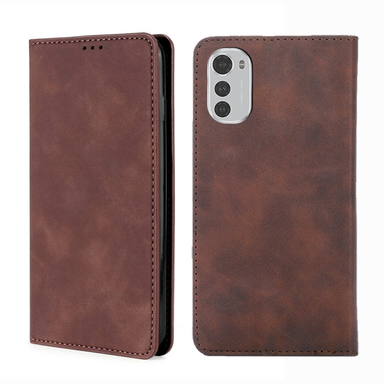 For Motorola Moto E32 4G Skin Feel Magnetic Horizontal Flip Leather Phone Case