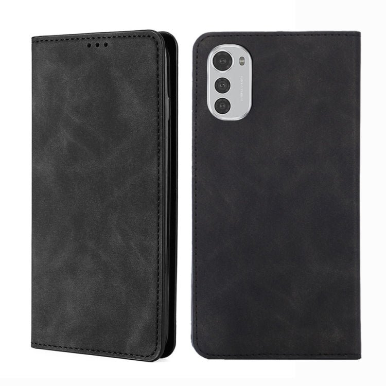 For Motorola Moto E32 4G Skin Feel Magnetic Horizontal Flip Leather Phone Case