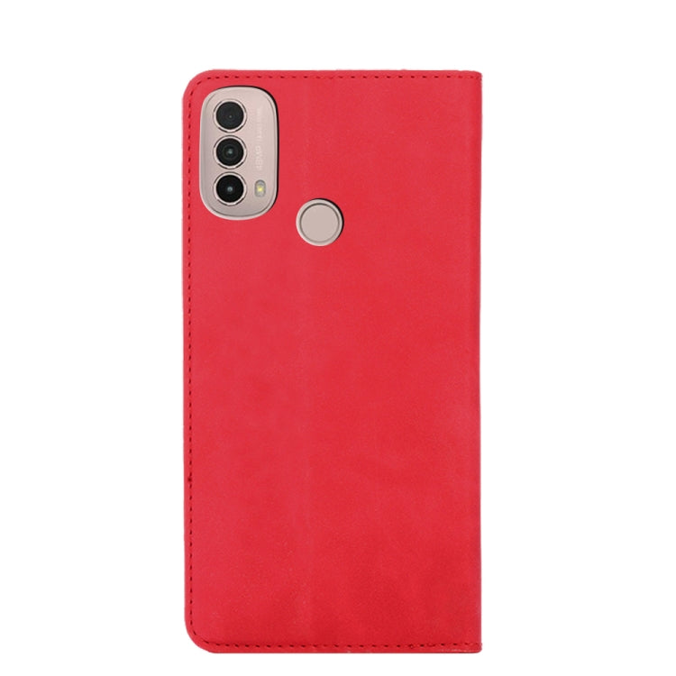 For Motorola Moto E40 Skin Feel Magnetic Horizontal Flip Leather Phone Case