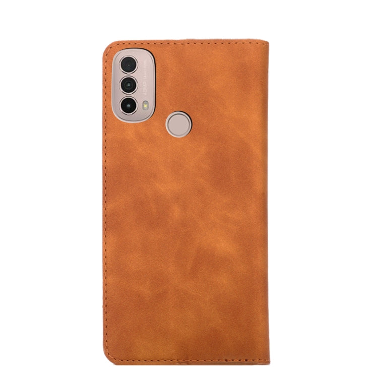 For Motorola Moto E40 Skin Feel Magnetic Horizontal Flip Leather Phone Case