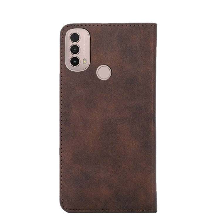 For Motorola Moto E40 Skin Feel Magnetic Horizontal Flip Leather Phone Case