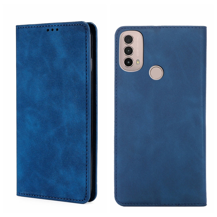 For Motorola Moto E40 Skin Feel Magnetic Horizontal Flip Leather Phone Case