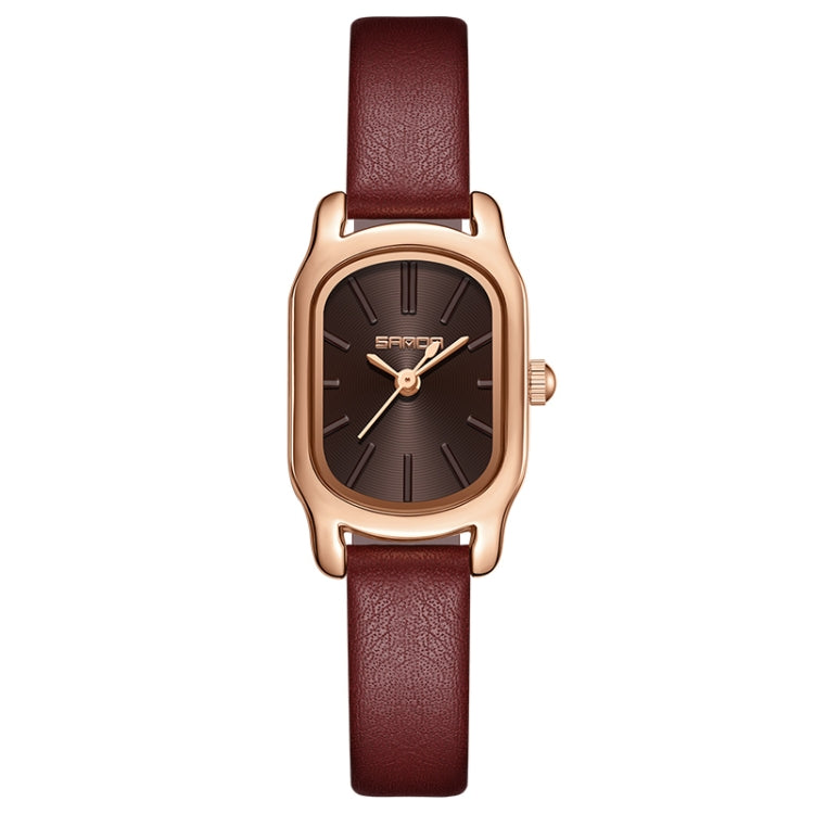 SANDA 1104 Mini Dial Waterproof Lady Quartz Watch, Style:Leather Band