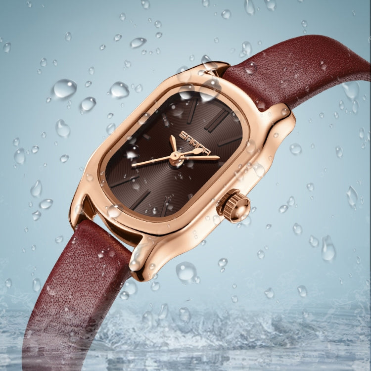 SANDA 1104 Mini Dial Waterproof Lady Quartz Watch, Style:Leather Band