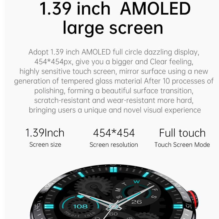 Z18 1.39 inch AMOLED Screen Smart Watch, Support Heart Rate Monitoring/Blood Pressure Monitoring, Strap Material:Leather