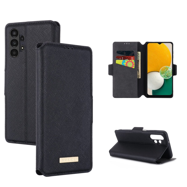 For Samsung Galaxy A13 MUXMA MX115 Cross Texture Oil Edge Flip Leather Phone Case