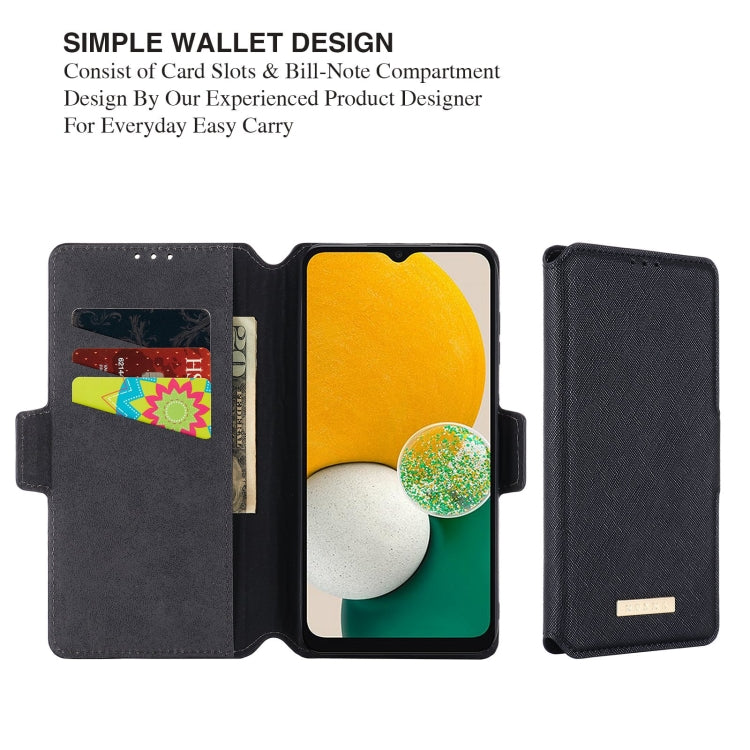 For Samsung Galaxy A13 MUXMA MX115 Cross Texture Oil Edge Flip Leather Phone Case