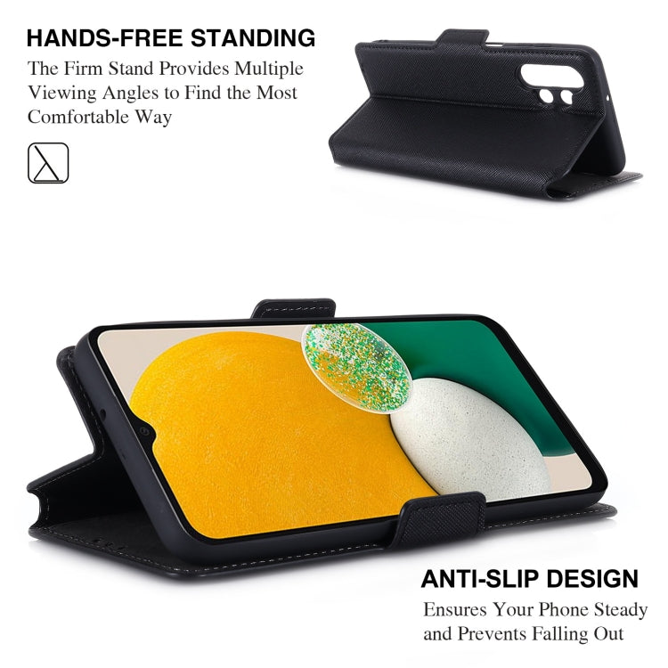 For Samsung Galaxy A13 MUXMA MX115 Cross Texture Oil Edge Flip Leather Phone Case