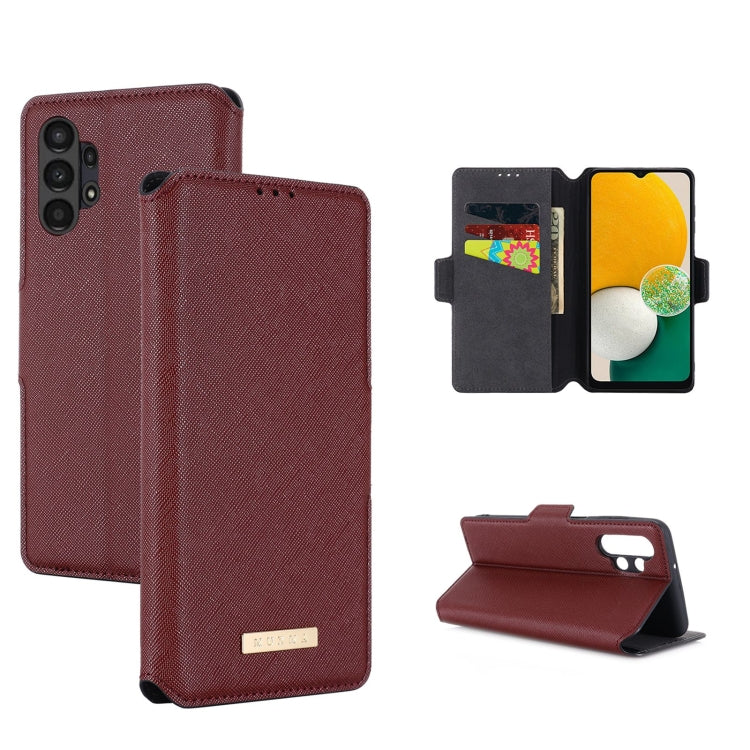 For Samsung Galaxy A13 MUXMA MX115 Cross Texture Oil Edge Flip Leather Phone Case