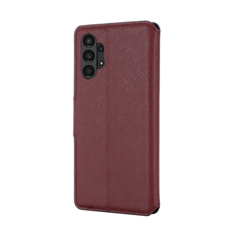 For Samsung Galaxy A13 MUXMA MX115 Cross Texture Oil Edge Flip Leather Phone Case