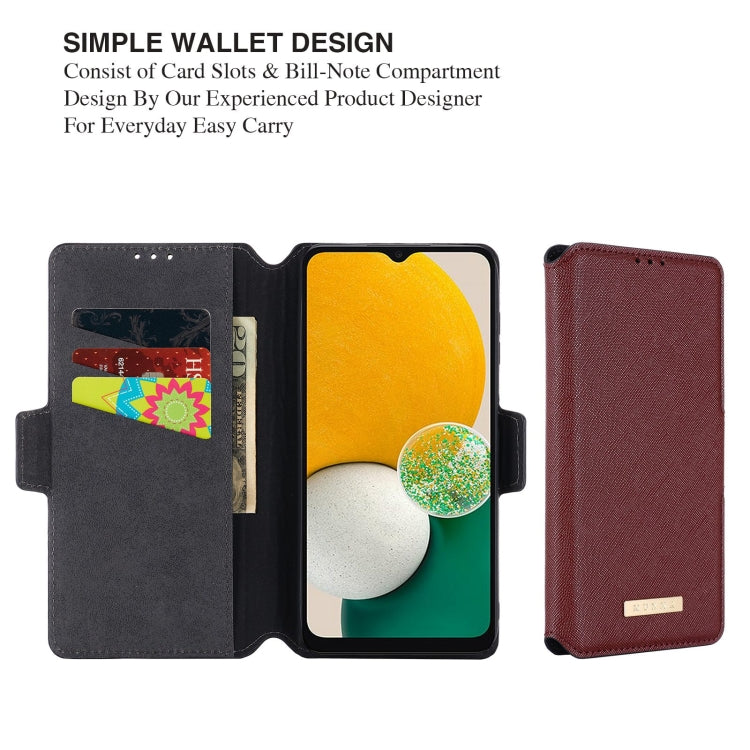 For Samsung Galaxy A13 MUXMA MX115 Cross Texture Oil Edge Flip Leather Phone Case