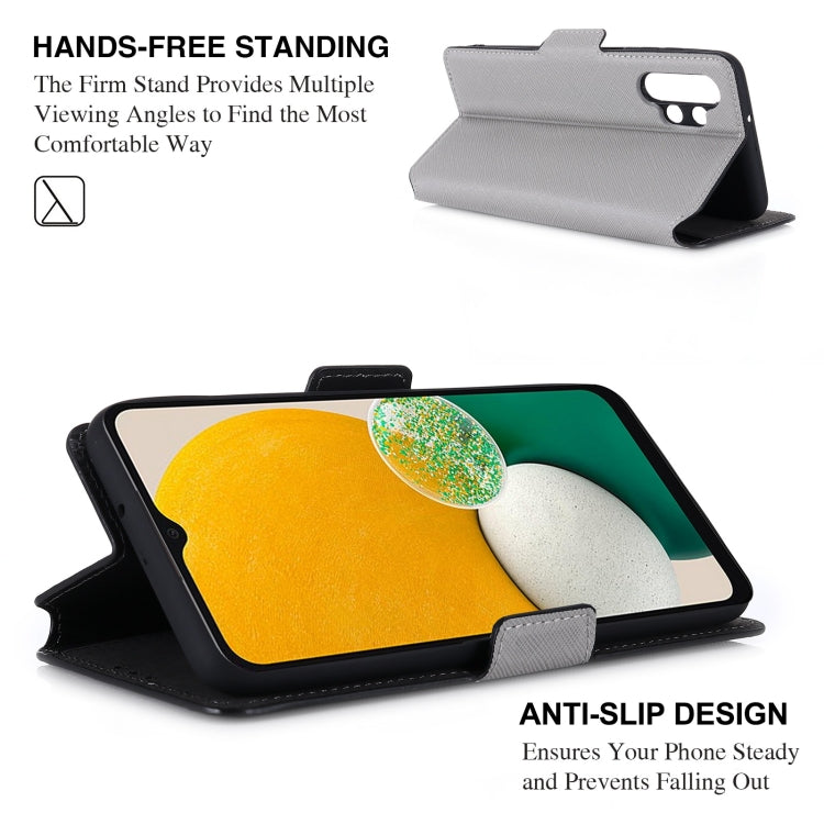 For Samsung Galaxy A13 MUXMA MX115 Cross Texture Oil Edge Flip Leather Phone Case