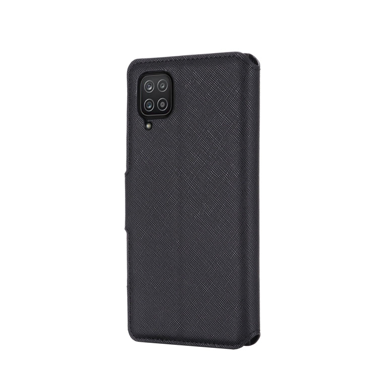 For Samsung Galaxy A12 5G MUXMA MX115 Cross Texture Oil Edge Flip Leather Phone Case