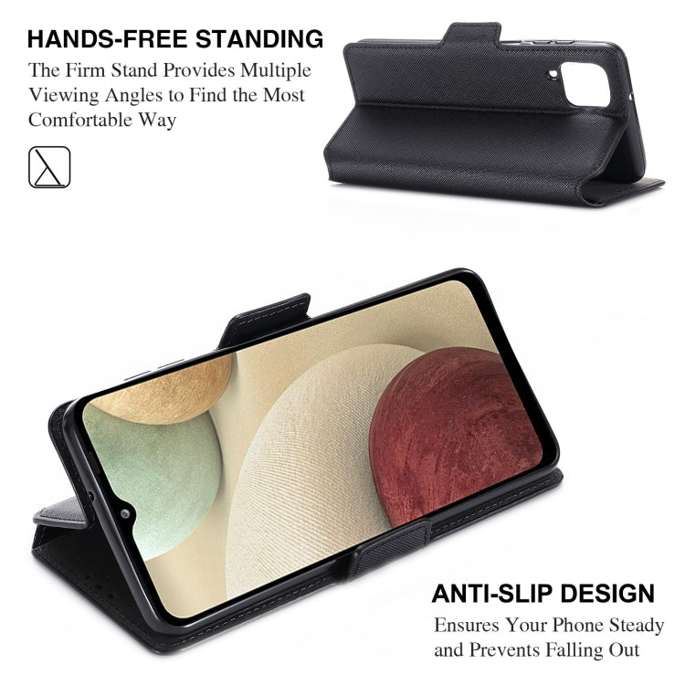 For Samsung Galaxy A12 5G MUXMA MX115 Cross Texture Oil Edge Flip Leather Phone Case