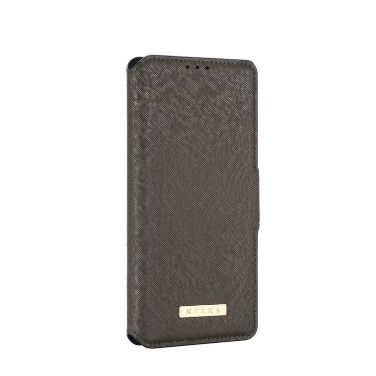 For Samsung Galaxy A12 5G MUXMA MX115 Cross Texture Oil Edge Flip Leather Phone Case